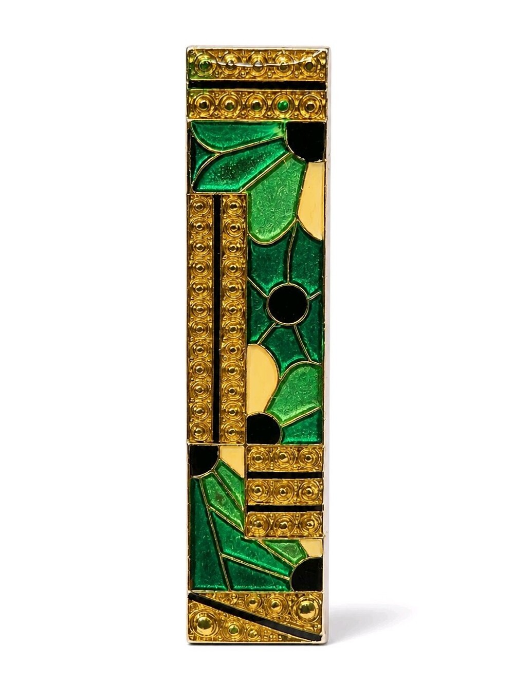 Art Deco Revival Green Enamel Geometric Bar Brooch